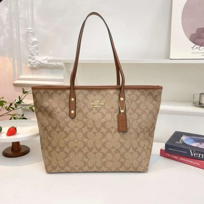 C-O-A-C-H CITY TOTE BAG IN SIGNATURE CANVAS – Women Bag (Beige)