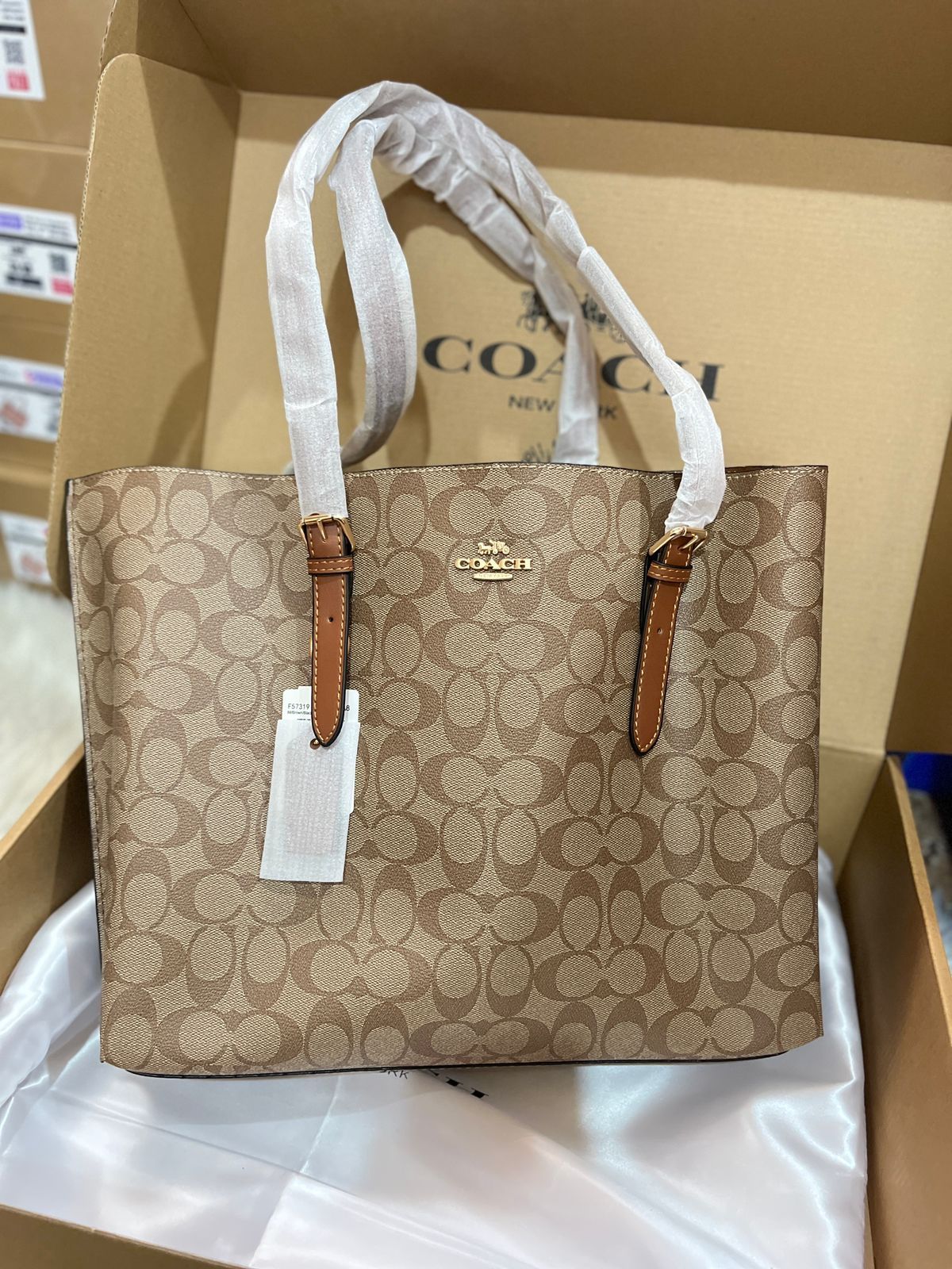 C-O-A-C-H MOLLIE TOTE BAG 34 (CV967) – Women Bag (Beige Brown)