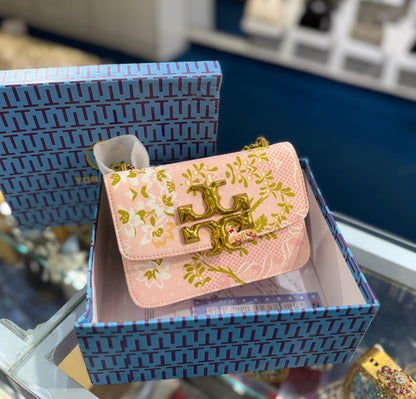 TORY BURCH – SIGNATURE MASTER SERIES HANDBAG (Beige Pink Gold with Mix Colour)