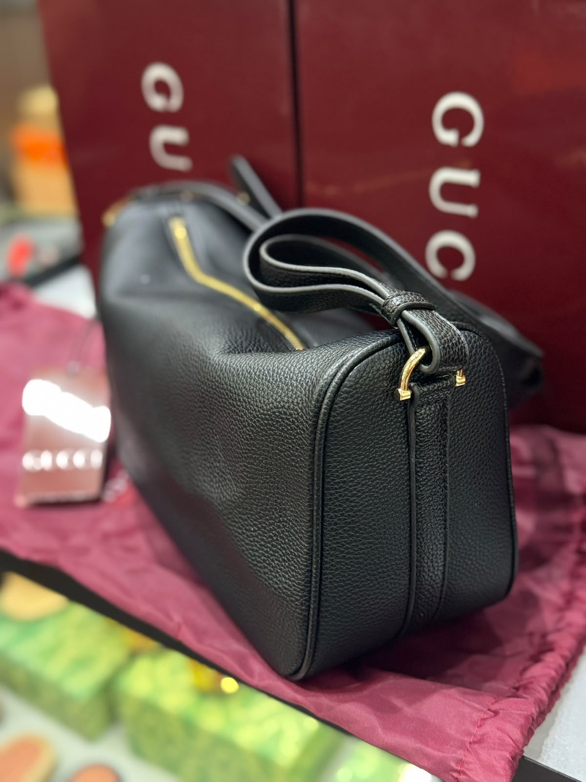 G-U-C-C-I Half Horsebit Medium Shoulder Bag – Premium Quality Women Bag | Brand Box Packaging (Black)