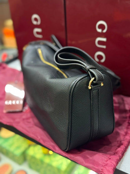 G-U-C-C-I Half Horsebit Medium Shoulder Bag – Premium Quality Women Bag | Brand Box Packaging (Black)