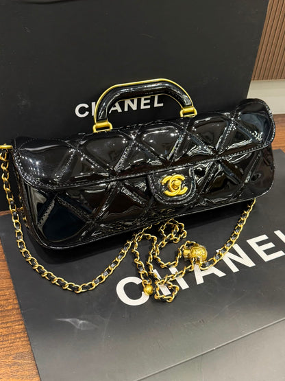C-H-A-N-E-L 2025 Large Patent Top Handle Bag – Fall/Winter Collection | Premium Quality Women Bag (Black)