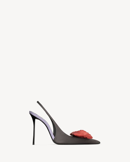 Y-S-L SAINT LAURENT Amalia Slingback Pumps – 4.3" Heel | Premium Quality Luxury Women Footwear (Black Design A)