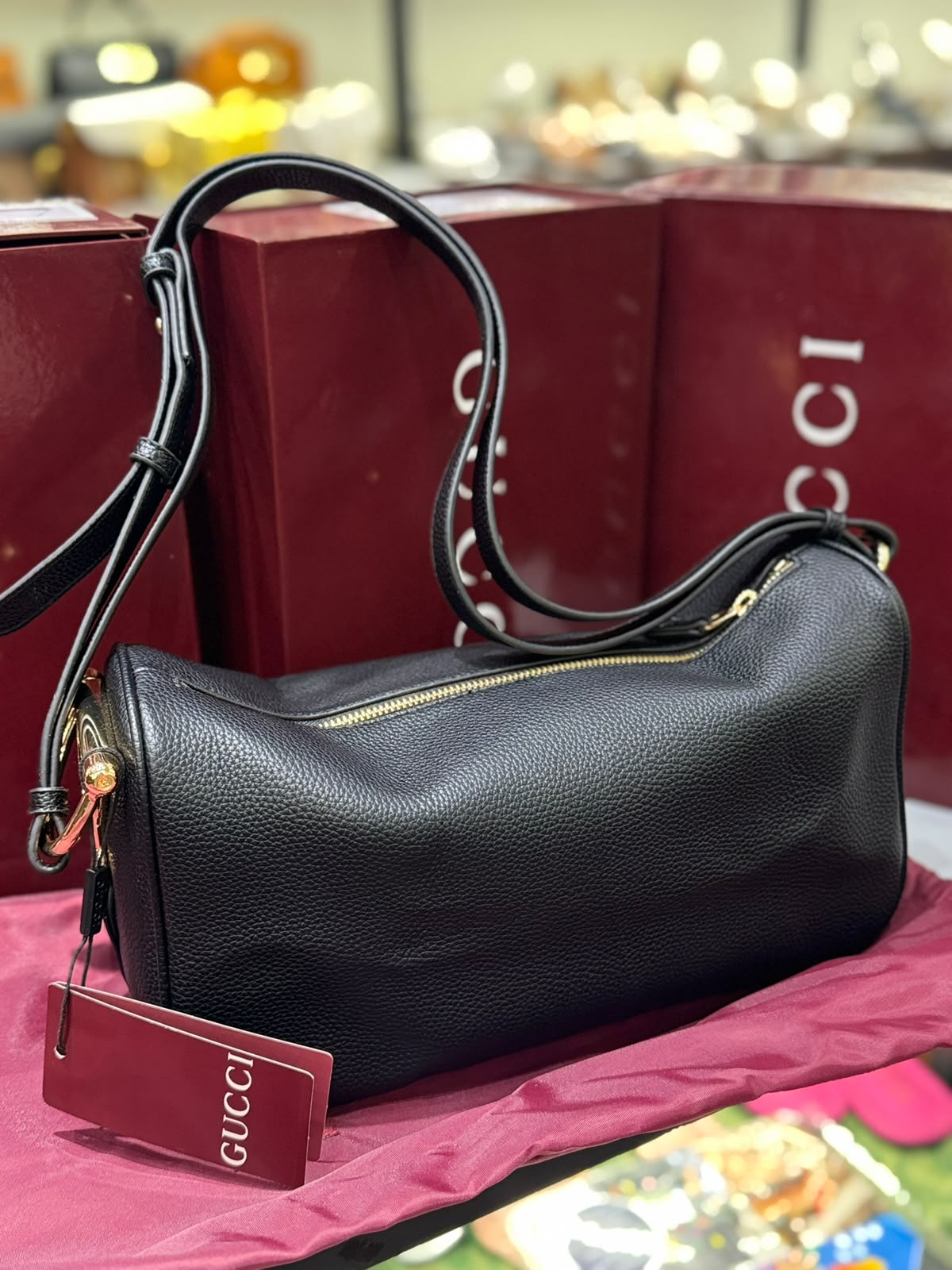 G-U-C-C-I Half Horsebit Medium Shoulder Bag – Premium Quality Women Bag | Brand Box Packaging (Black)
