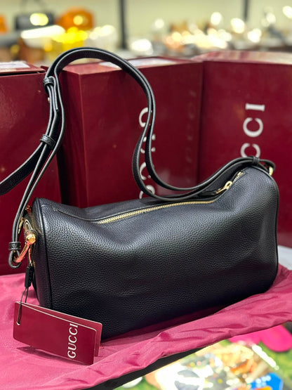 G-U-C-C-I Half Horsebit Medium Shoulder Bag – Premium Quality Women Bag | Brand Box Packaging (Black)