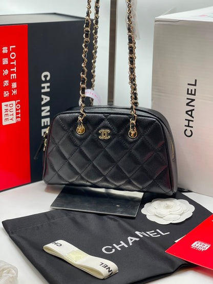 C-H-A-N-E-L Small Bowling Bag – Premium Quality Women Bag | Brand Box & Dust Bag (Black)