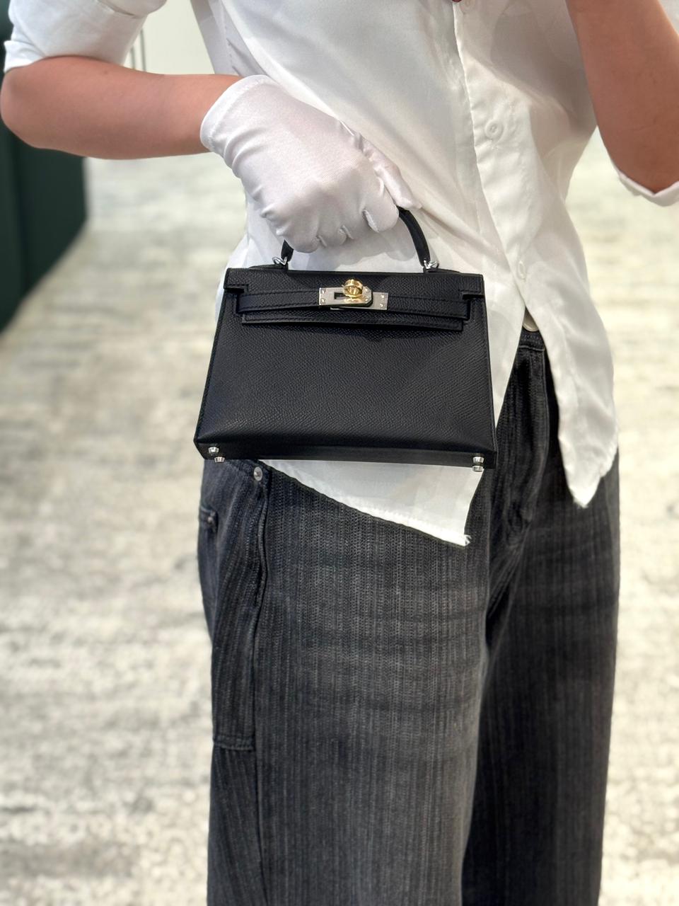 H-E-R-M-È-S Kelly 20 Mini Sellier – Petite Icon Women Bag (Black)