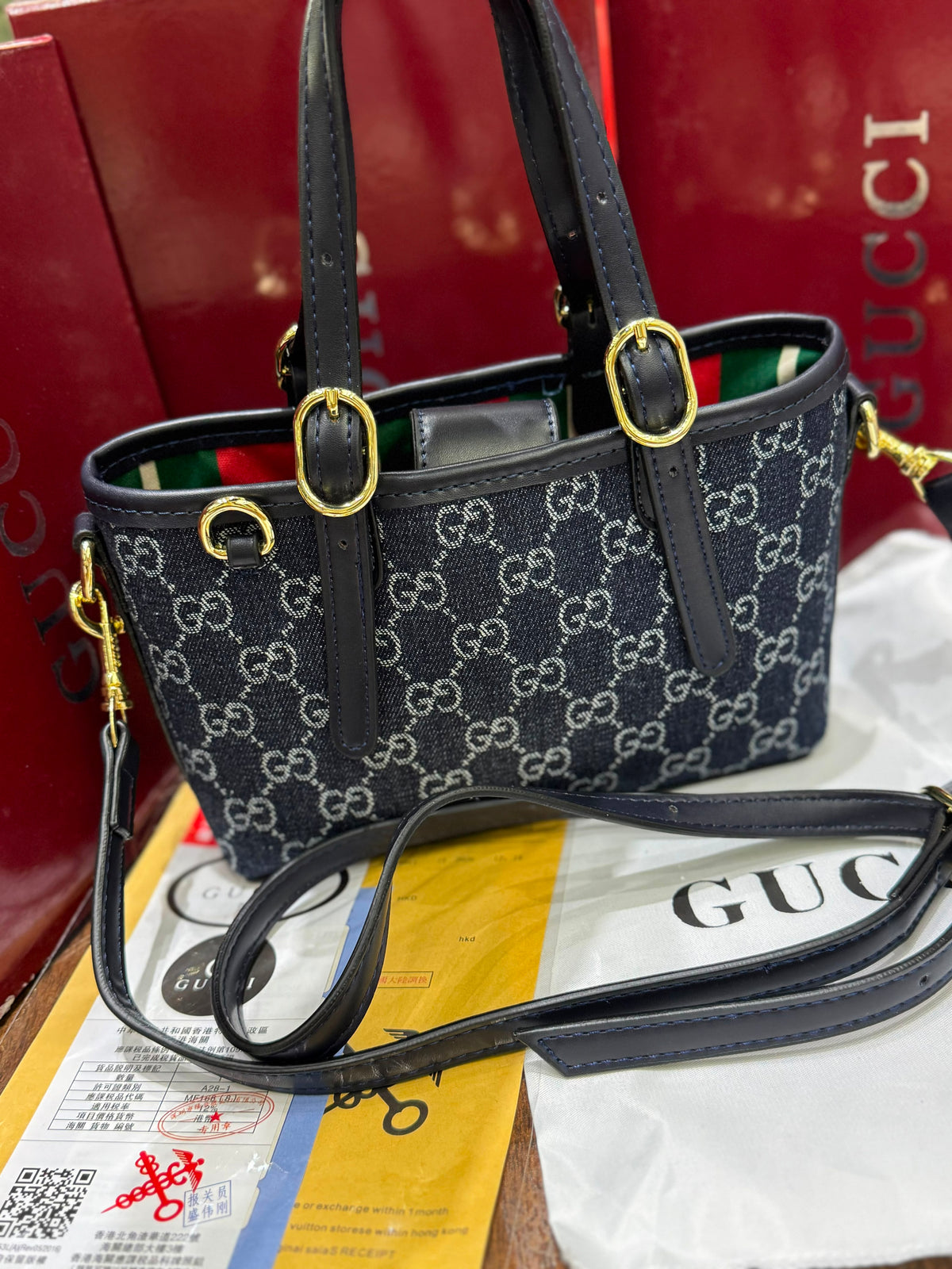 G-U-C-C-I GG Emblem Mini Bag – Luxury Women Bag (Black)
