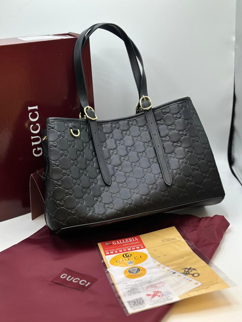 G-U-C-C-I Emblem Medium Tote Bag – Premium Women Tote Bag (Black)