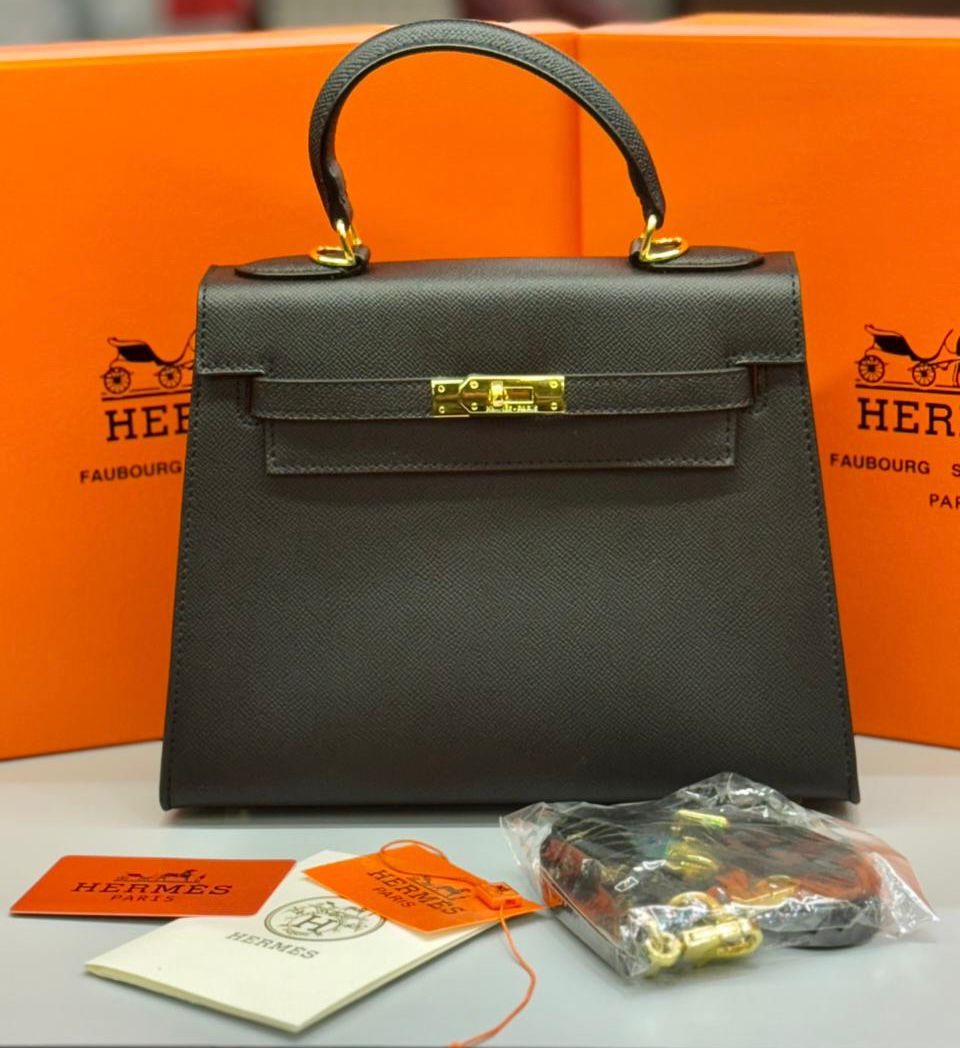 HERMÈS KELLY SELLIER 25CM – Women Bag | Luxury Leather Top Handle & Shoulder Bag (Black)