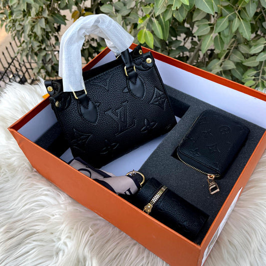 LOUIS VUITTON Women Bag – 3 PCS Set | Handbag, Card Holder & Coin Pouch (Black)