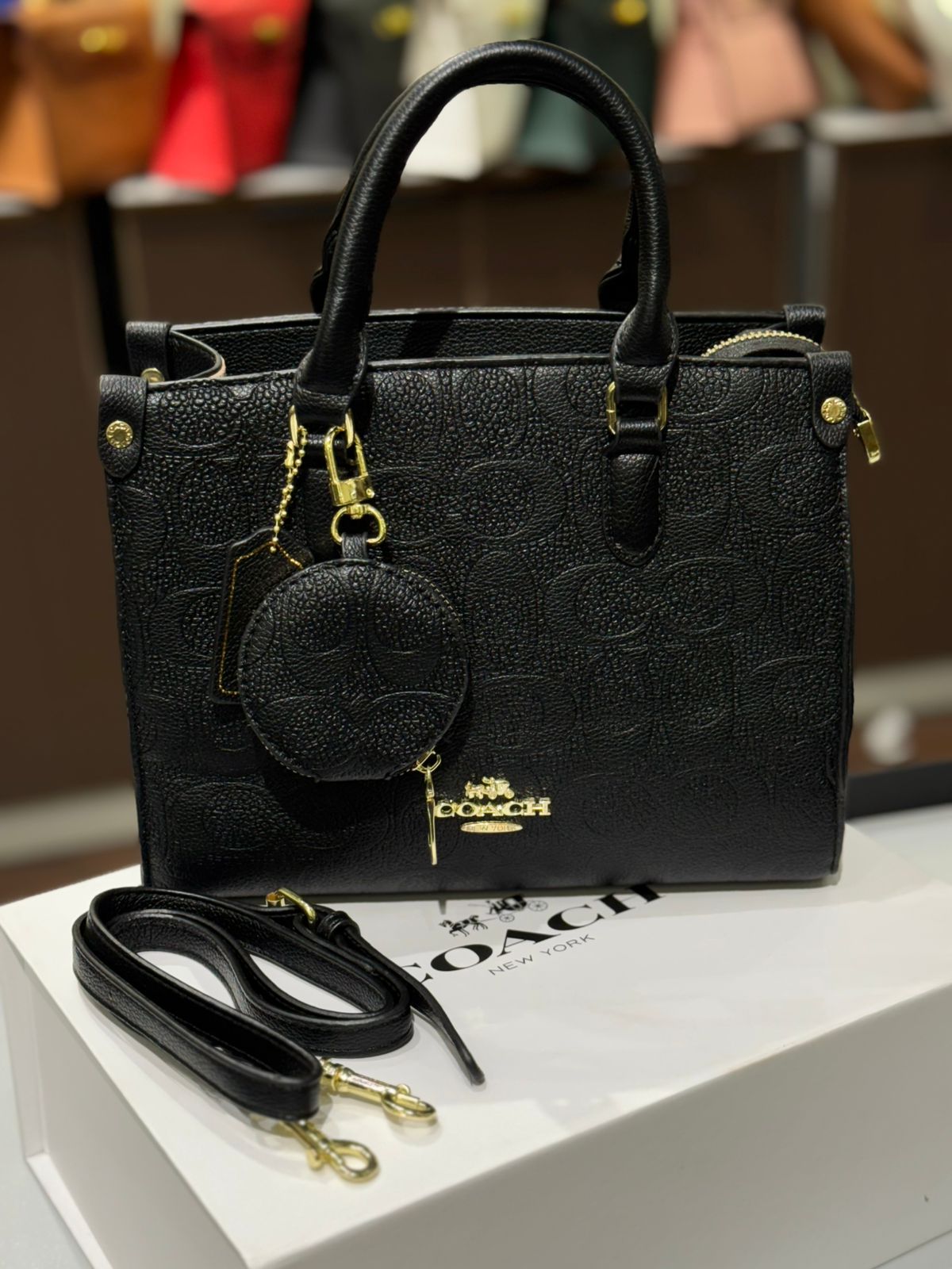 C-O-A-C-H Maggie Small Tote Women Bag – Blocked Signature Canvas (Black)