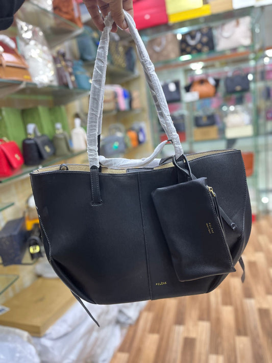P-O-L-È-N-E CYME EDITION TEXTURED TAUPE – Women Bag (Black)