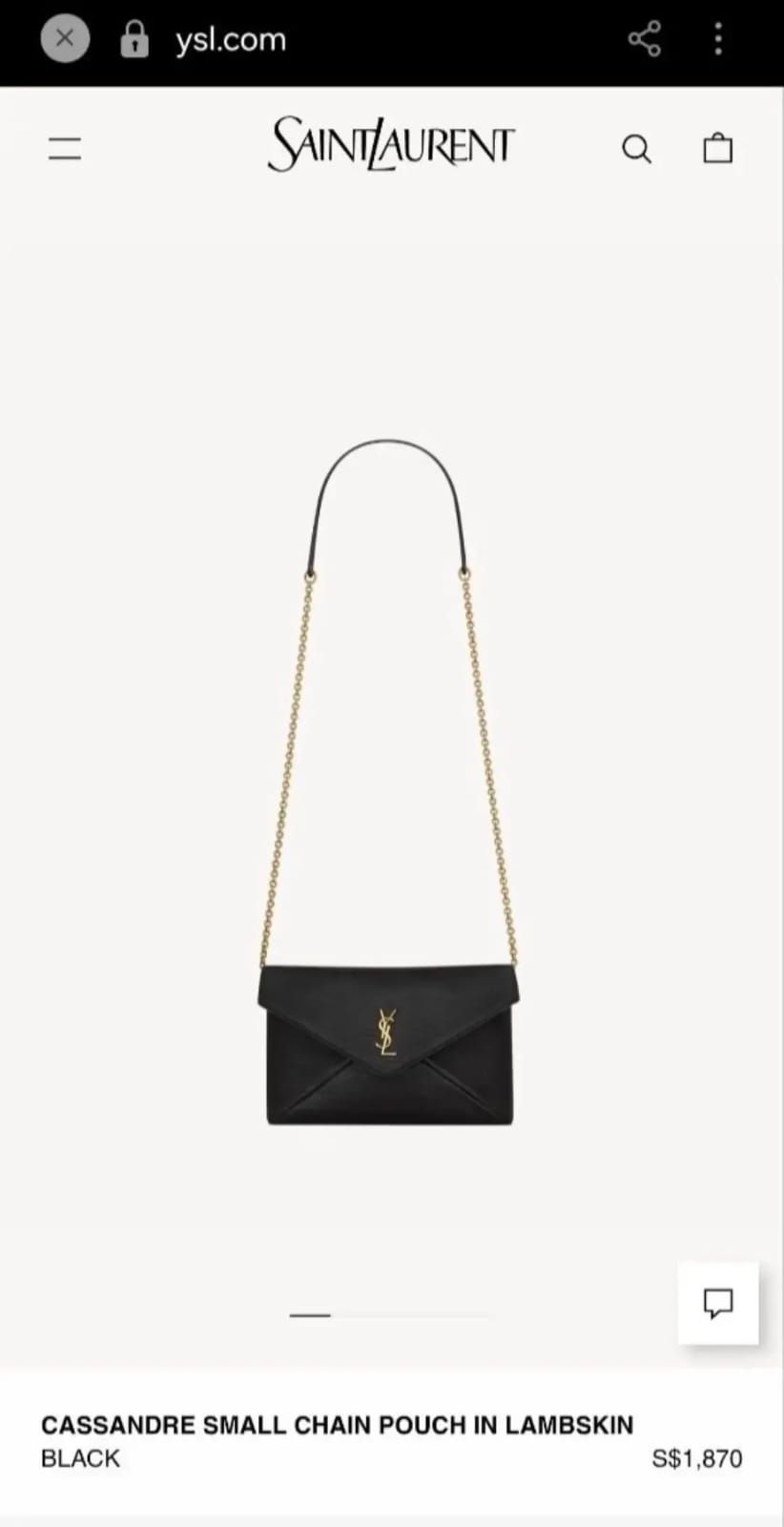 S-A-I-N-T L-A-U-R-E-N-T Cassandre Mini Leather Crossbody Bag – Luxury Women Bag (Black)