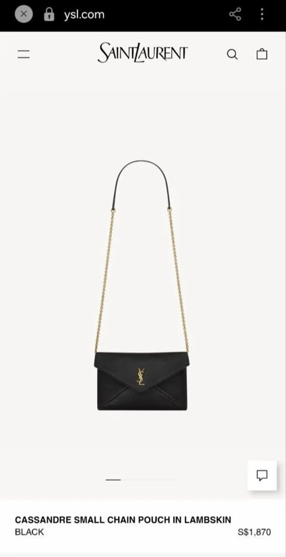 S-A-I-N-T L-A-U-R-E-N-T Cassandre Mini Leather Crossbody Bag – Luxury Women Bag (Black)
