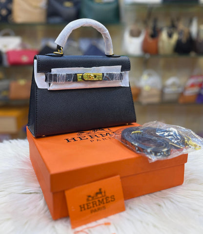 H-E-R-M-È-S Kelly 20 Mini Sellier – Petite Icon Women Bag (Black)