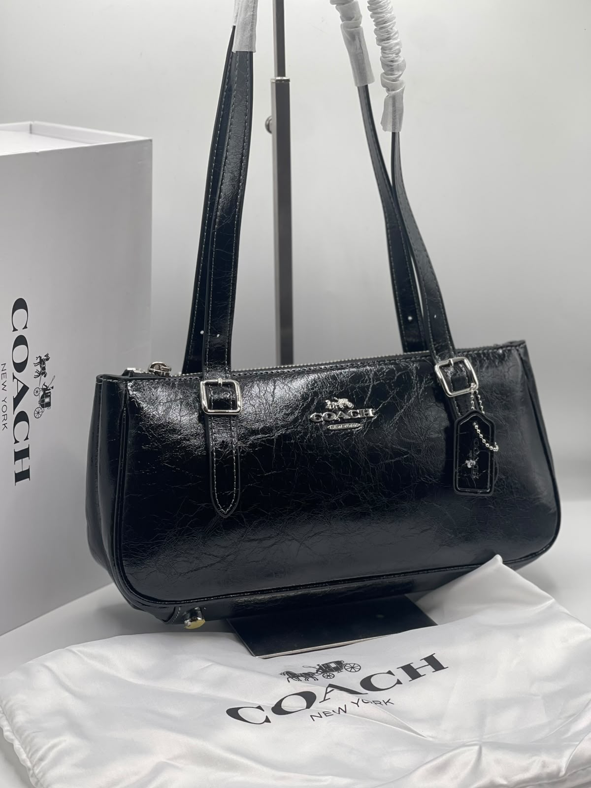 C-O-A-C-H Asher Shoulder Bag – Premium Quality Women Bag | Brand Box & Dust Bag (Black)