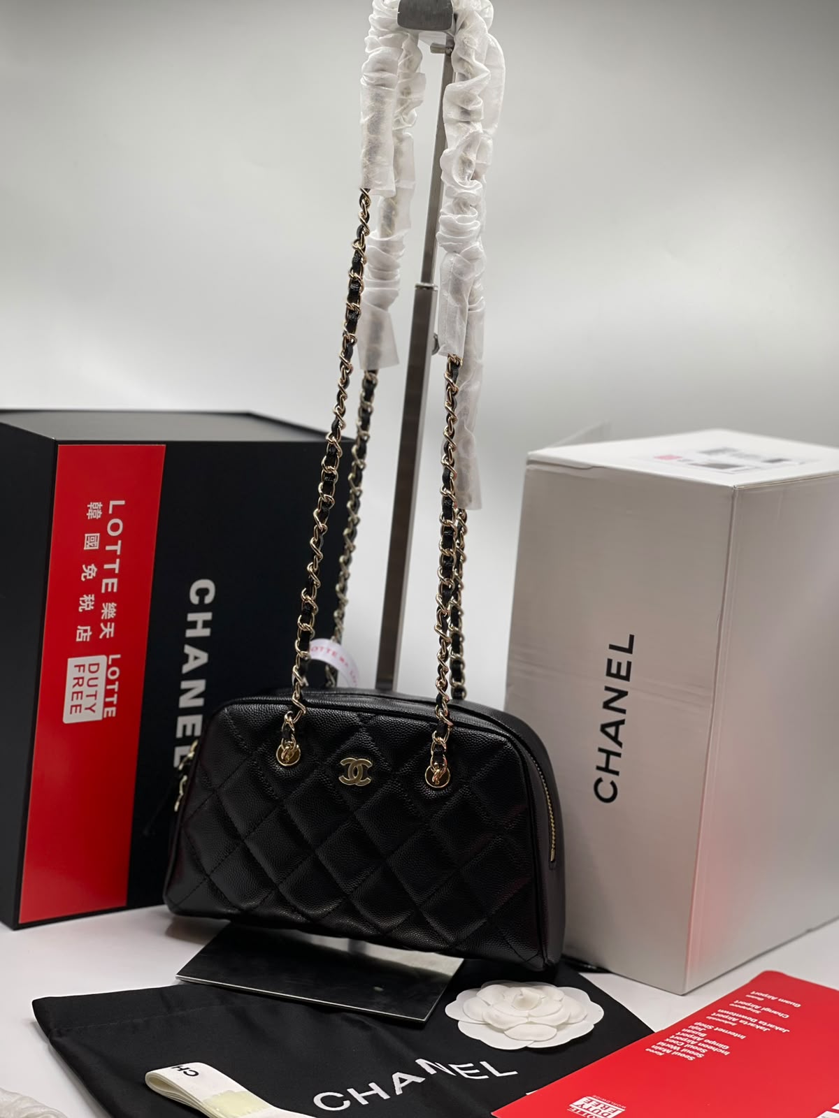 C-H-A-N-E-L Small Bowling Bag – Premium Quality Women Bag | Brand Box & Dust Bag (Black)