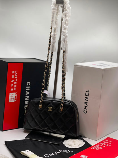 C-H-A-N-E-L Small Bowling Bag – Premium Quality Women Bag | Brand Box & Dust Bag (Black)