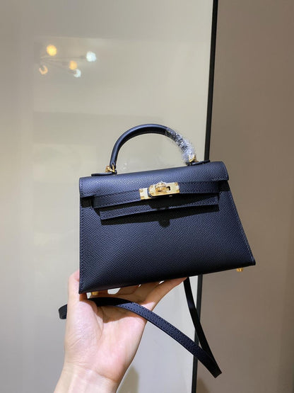 H-E-R-M-È-S Kelly 20 Mini Sellier – Petite Icon Women Bag (Black)