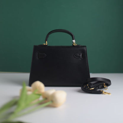 HERMÈS KELLY SELLIER 25CM – Women Bag | Luxury Leather Top Handle & Shoulder Bag (Black)
