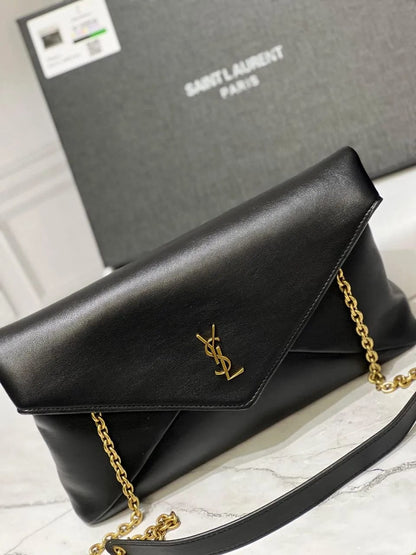 S-A-I-N-T L-A-U-R-E-N-T Cassandre Mini Leather Crossbody Bag – Luxury Women Bag (Black)
