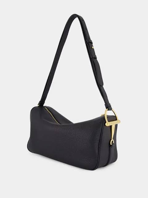 G-U-C-C-I Half Horsebit Medium Shoulder Bag – Premium Quality Women Bag | Brand Box Packaging (Black)