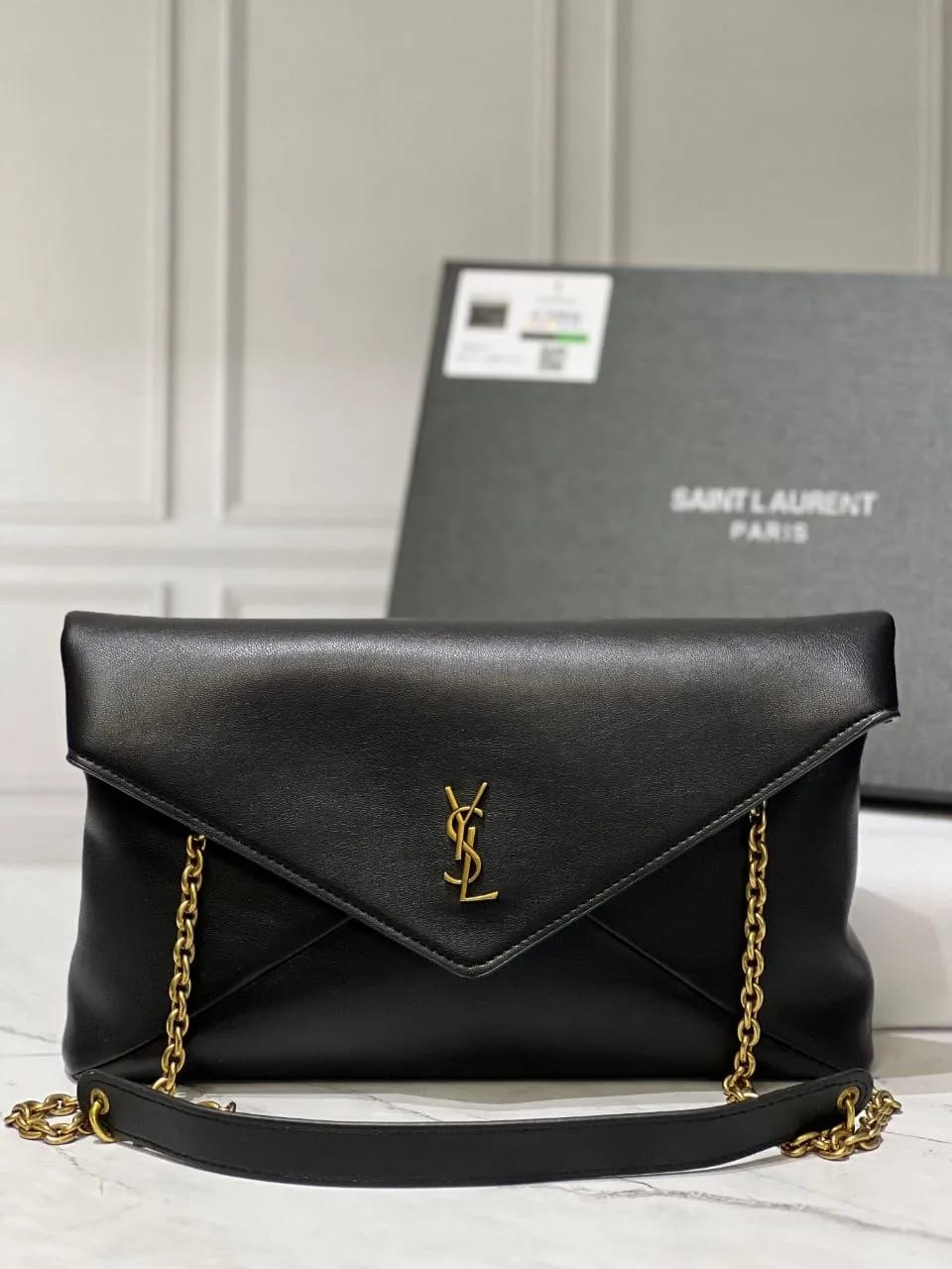 S-A-I-N-T L-A-U-R-E-N-T Cassandre Mini Leather Crossbody Bag – Luxury Women Bag (Black)