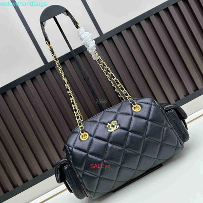 C-H-A-N-E-L Preppy Coco Bowling Bag – Premium Leather Women Bag (Black)