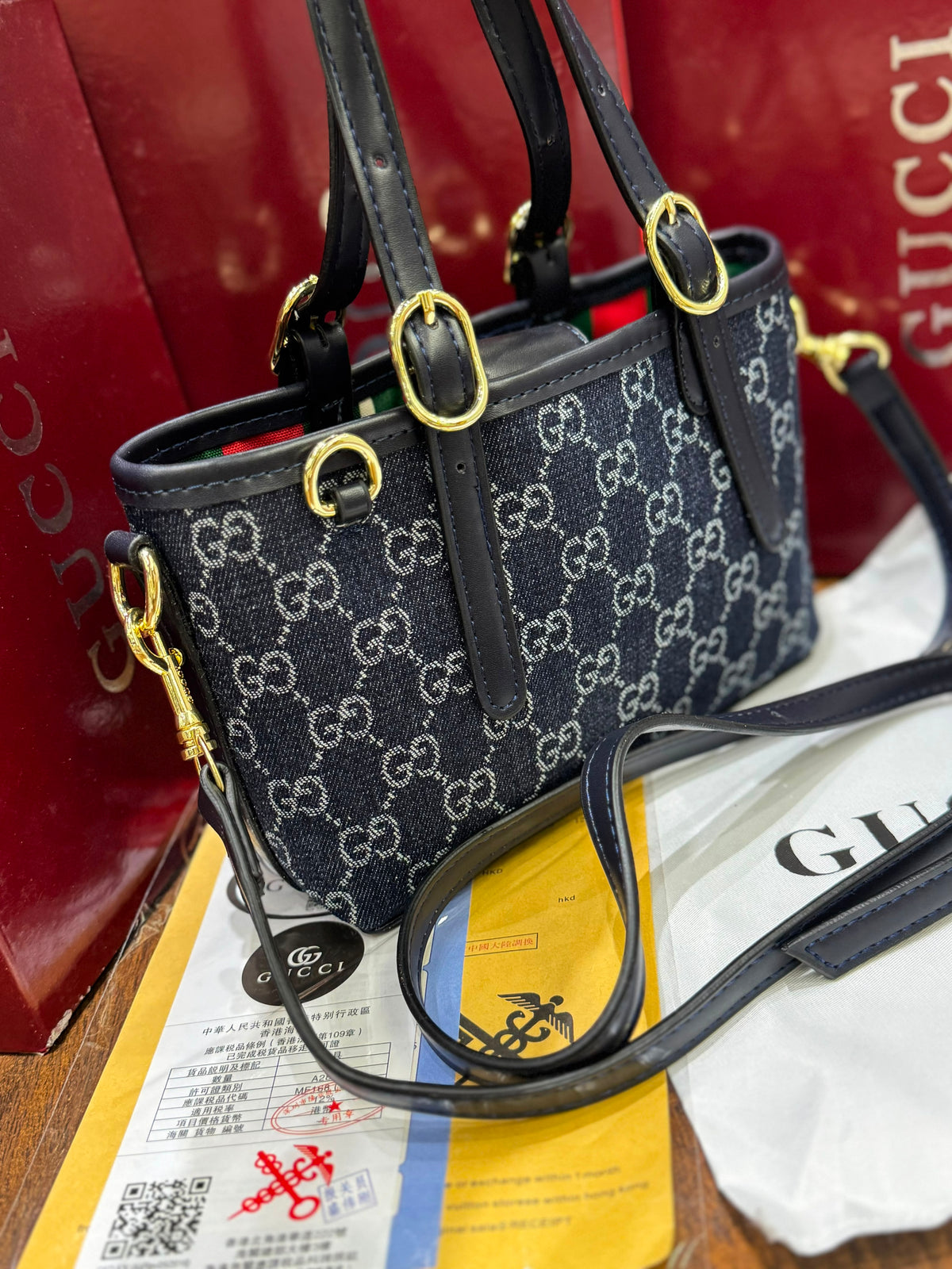 G-U-C-C-I GG Emblem Mini Bag – Luxury Women Bag (Black)