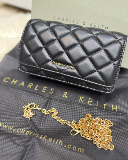 C-H-A-R-L-E-S & K-E-I-T-H Arrietty Quilted Wallet – Premium Quality Women Wallet | Brand Box (Black)