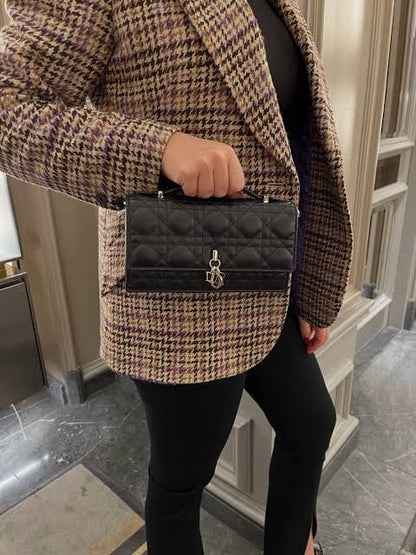 D-I-O-R My Dior Mini Bag – Elegant Luxury Women Bag with Removable Chain (Black)