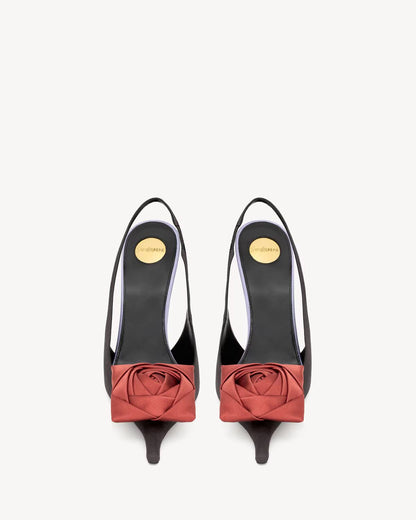 Y-S-L SAINT LAURENT Amalia Slingback Pumps – 4.3" Heel | Premium Quality Luxury Women Footwear (Black Design A)