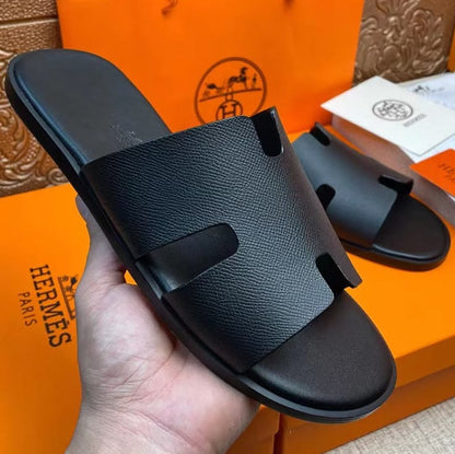 H-E-R-M-E-S Unisex Izmir Sandal – Premium Calfskin Designer Sandals (Black)