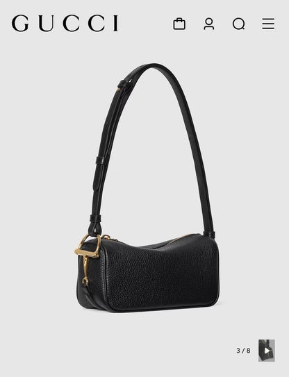 G-U-C-C-I Half Horsebit Medium Shoulder Bag – Premium Quality Women Bag | Brand Box Packaging (Black)