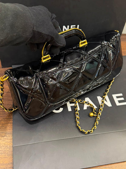 C-H-A-N-E-L 2025 Large Patent Top Handle Bag – Fall/Winter Collection | Premium Quality Women Bag (Black)