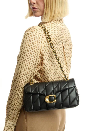 C-O-A-C-H QUILTED TABBY SHOULDER BAG 26 – Women Bag (Black with Golden C)