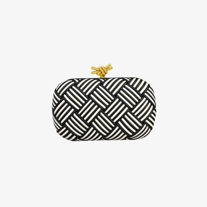 B-O-T-T-E-G-A V-E-N-E-T-A Intreccio Knotted Clutch – Luxury Evening Women Bag (Black & White)