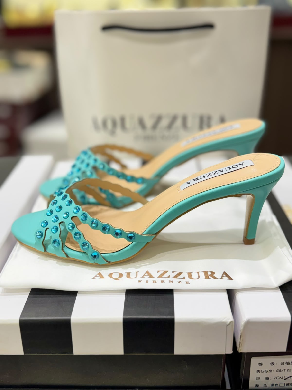 A-Q-U-A-Z-Z-U-R-A Tequila Mule 75 – Luxury Women Footwear (Aqua Blue)