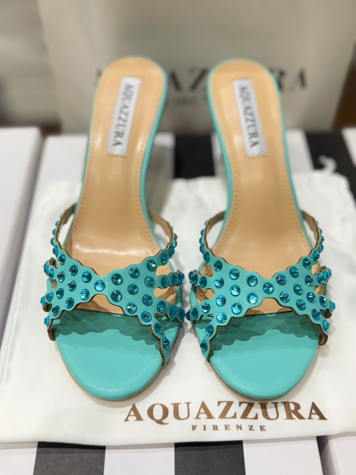 A-Q-U-A-Z-Z-U-R-A Tequila Mule 75 – Luxury Women Footwear (Aqua Blue)