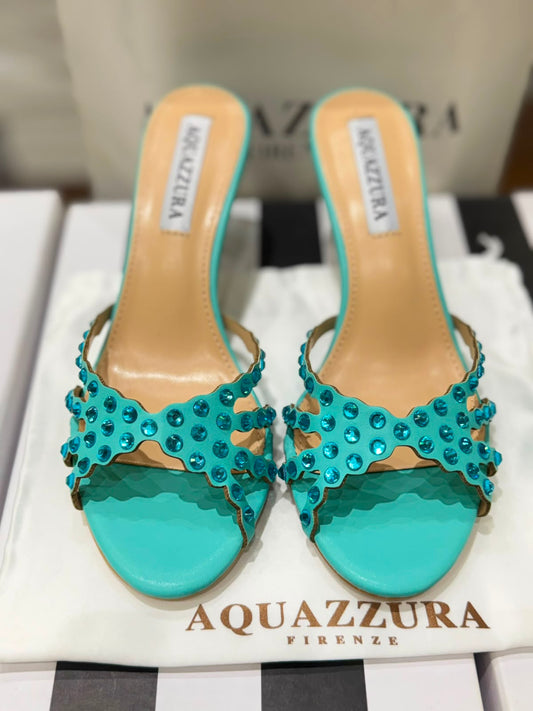 A-Q-U-A-Z-Z-U-R-A Tequila Mule 75 – Luxury Women Footwear (Aqua Blue)