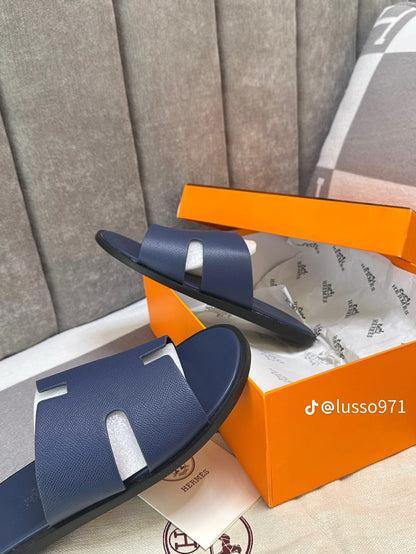 H-E-R-M-E-S Unisex Izmir Sandal – Premium Calfskin Designer Sandals (Blue)