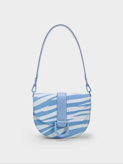 CHARLES & KEITH — Faux Leather Shoulder Bag (With Brand Bag & Tag) (Blue)