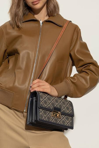 T-O-R-Y B-U-R-C-H T Monogram Debossed Convertible Shoulder Bag – Premium Quality Women Bag | Complete Brand Packaging (Blue/Off White)