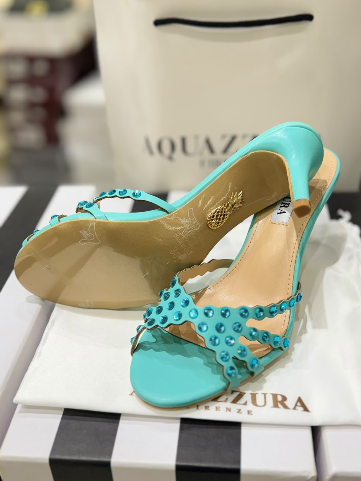 A-Q-U-A-Z-Z-U-R-A Tequila Mule 75 – Luxury Women Footwear (Aqua Blue)