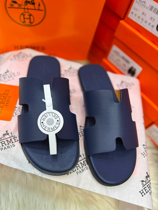 H-E-R-M-E-S Unisex Izmir Sandal – Premium Calfskin Designer Sandals (Blue)
