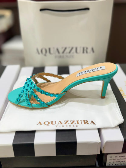 A-Q-U-A-Z-Z-U-R-A Tequila Mule 75 – Luxury Women Footwear (Aqua Blue)