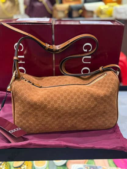 G-U-C-C-I Half Horsebit Medium Shoulder Bag – Premium Quality Women Bag | Brand Box Packaging (Brown)