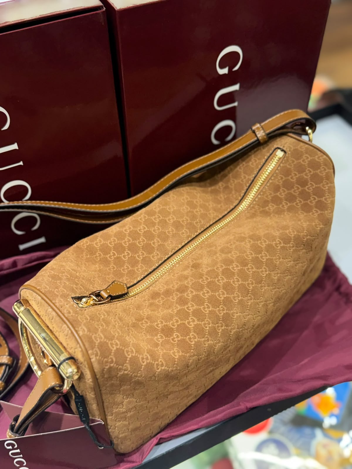 G-U-C-C-I Half Horsebit Medium Shoulder Bag – Premium Quality Women Bag | Brand Box Packaging (Brown)