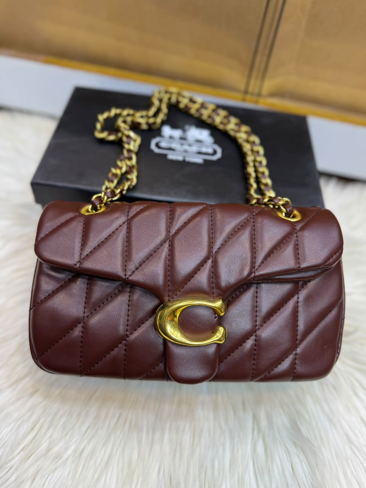 C-O-A-C-H Quilted Tabby 26 – Premium Quality Shoulder & Crossbody Women Bag (Chocolate Brown)